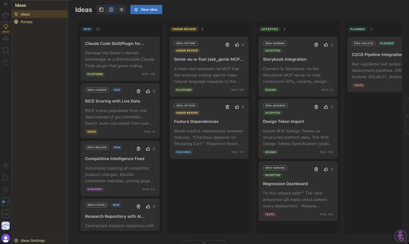AppGenie Ideas — capture and prioritize product ideas